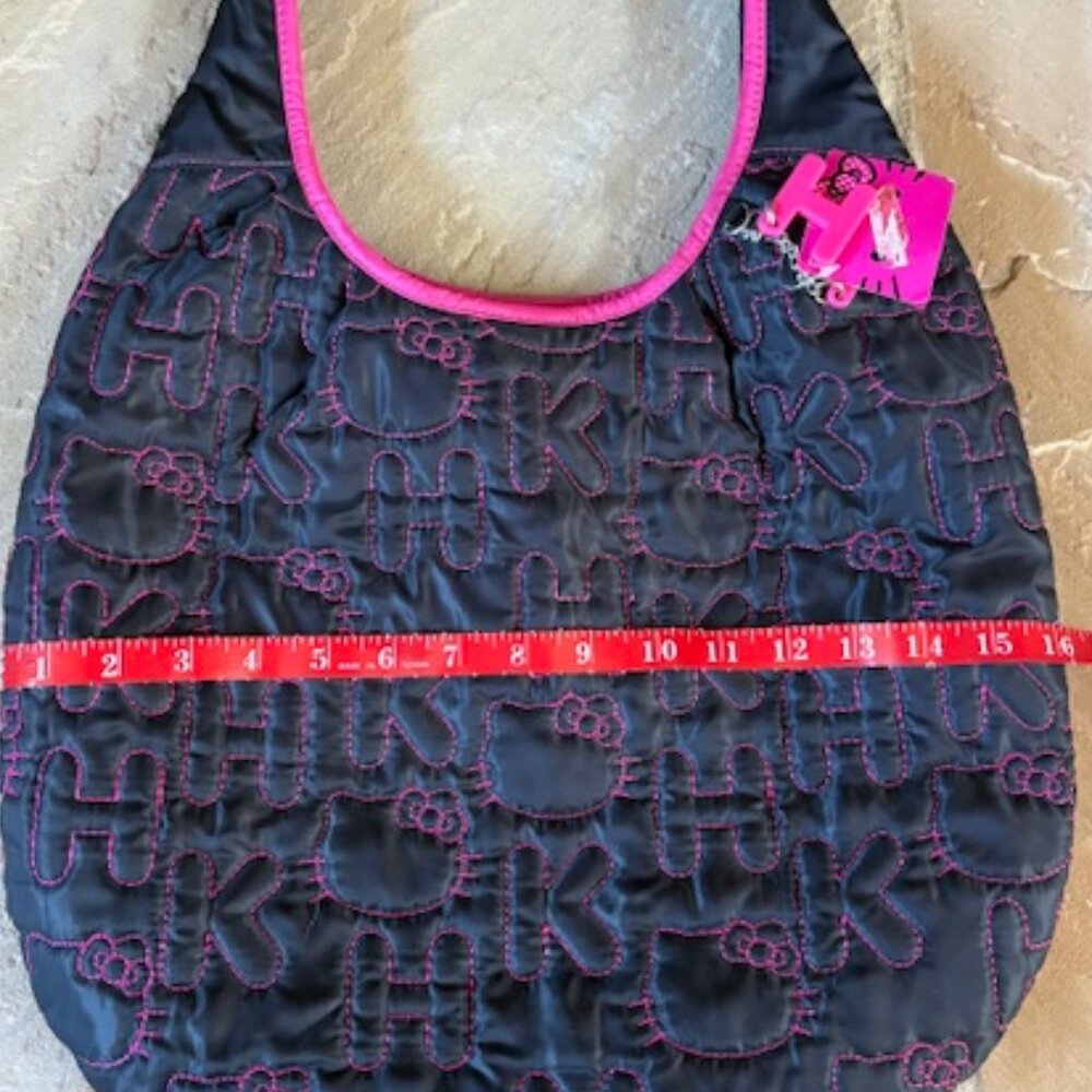 NWT Hello Kitty Sanrio Large Quilted Puffer Hobo Shoulder Tote Bag with Charms - Picture 7 of 8